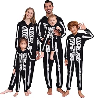 Naiyafly Matching Family Pyjamas Halloween Skeleton Costumes One Piece H...