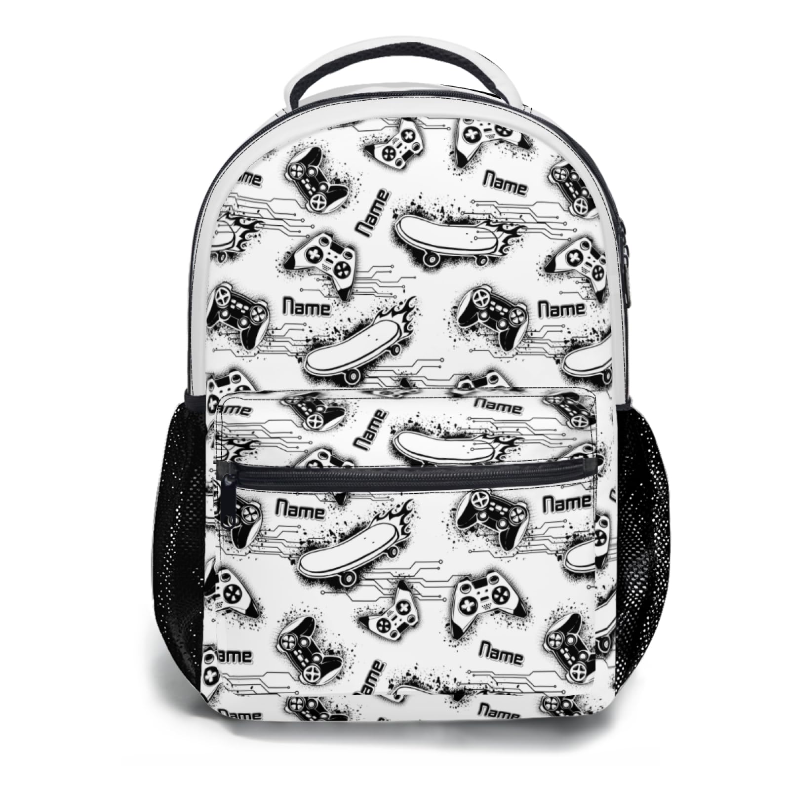 Personalizzata Zaino scuola elementare bambina ragazzo Personalizzate Motivo Gamepad con Nome per school bag Scuola 3 Pezzi zainetto asilo bambino con borsa termica e Astuccio zaini media superiore