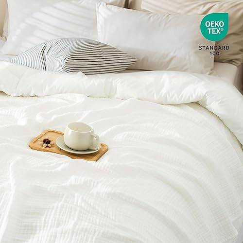 Miniatura 2 de Carriediosa Manta Throw de Muselina de Algodón 100% de 50" X 70" Tamaño XL, 4 Capas Mantas de Gasa de Verano para Cama y Sofá, Mantas de Lino Suaves