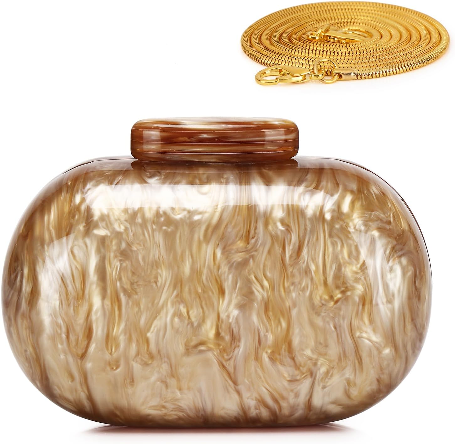Labair Acrylic Shell Shaped Bag Marble Clutch Purses for Women Wedding Party Formal Handbag. | Acrylic material