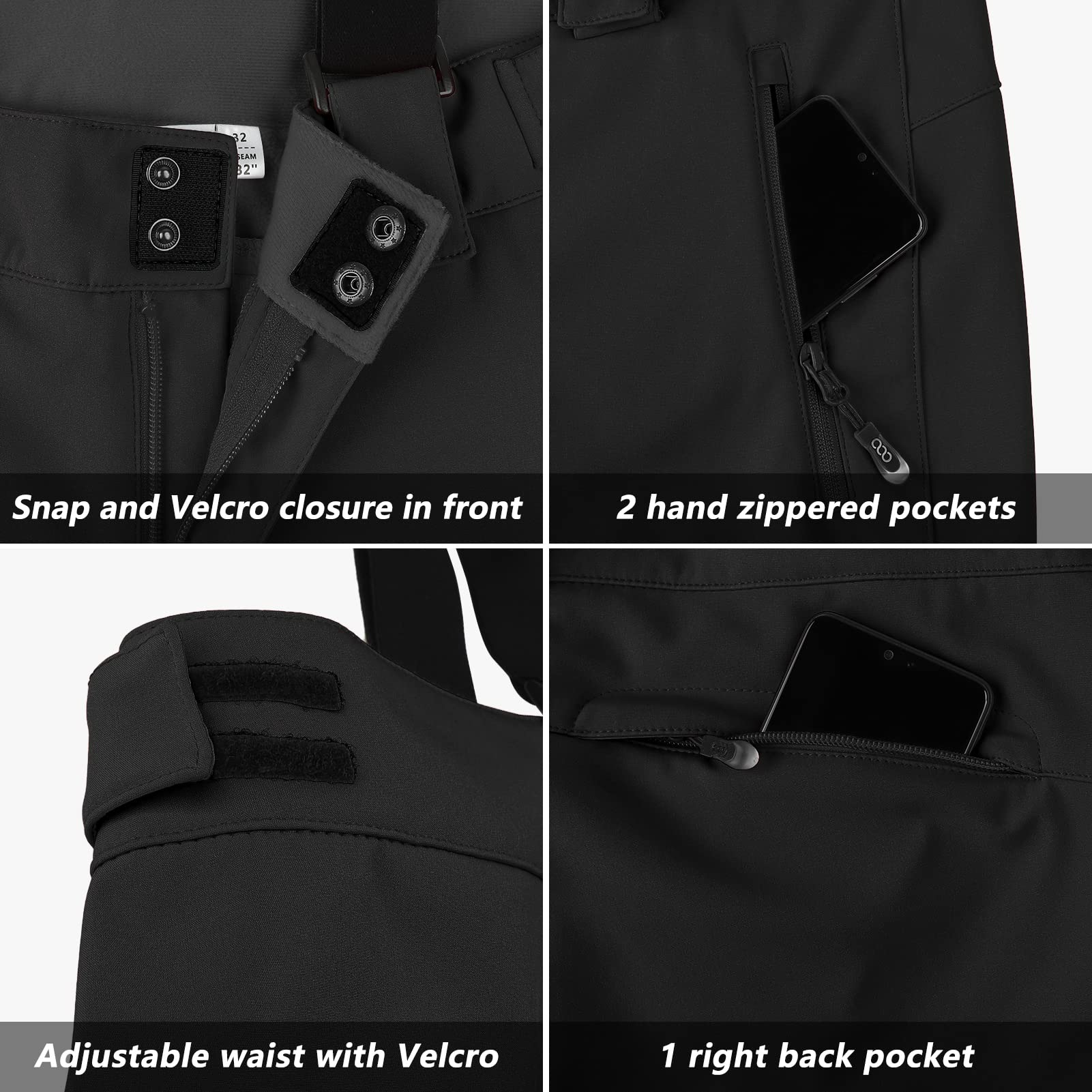 33,000ft Herren Skihose Hosenträgerhose Outdoorhose Wasserdicht Winddichte Softshellhose Warme Gefütterte Schneehose Snowboardhose Skilanglaufhose Thermohose Winter Ski Pants