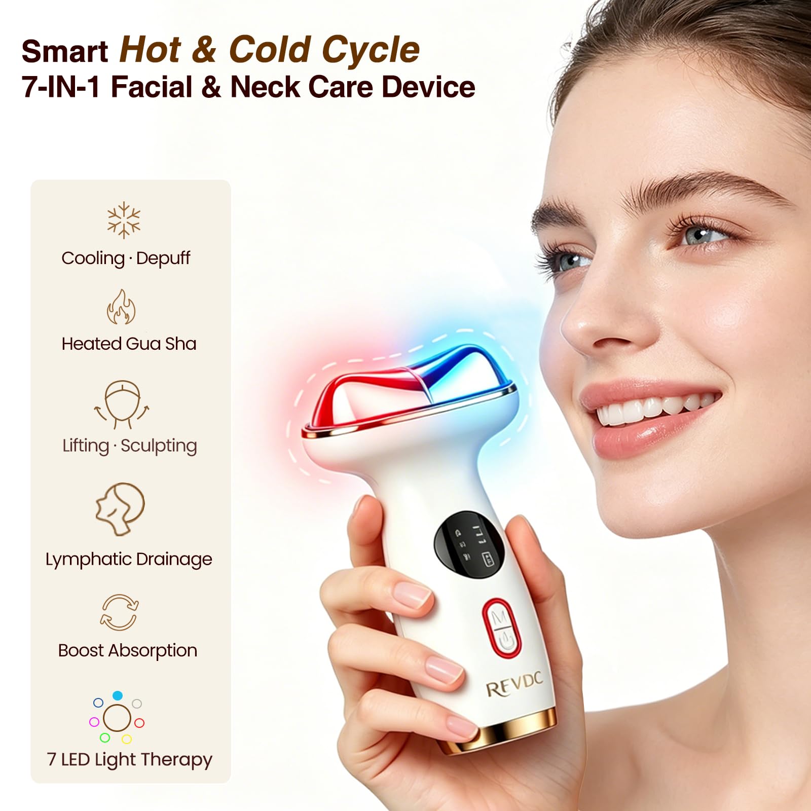 Cold Heated Electric Gua Sha Facial Tool, Depuffing Wand for Puffiness