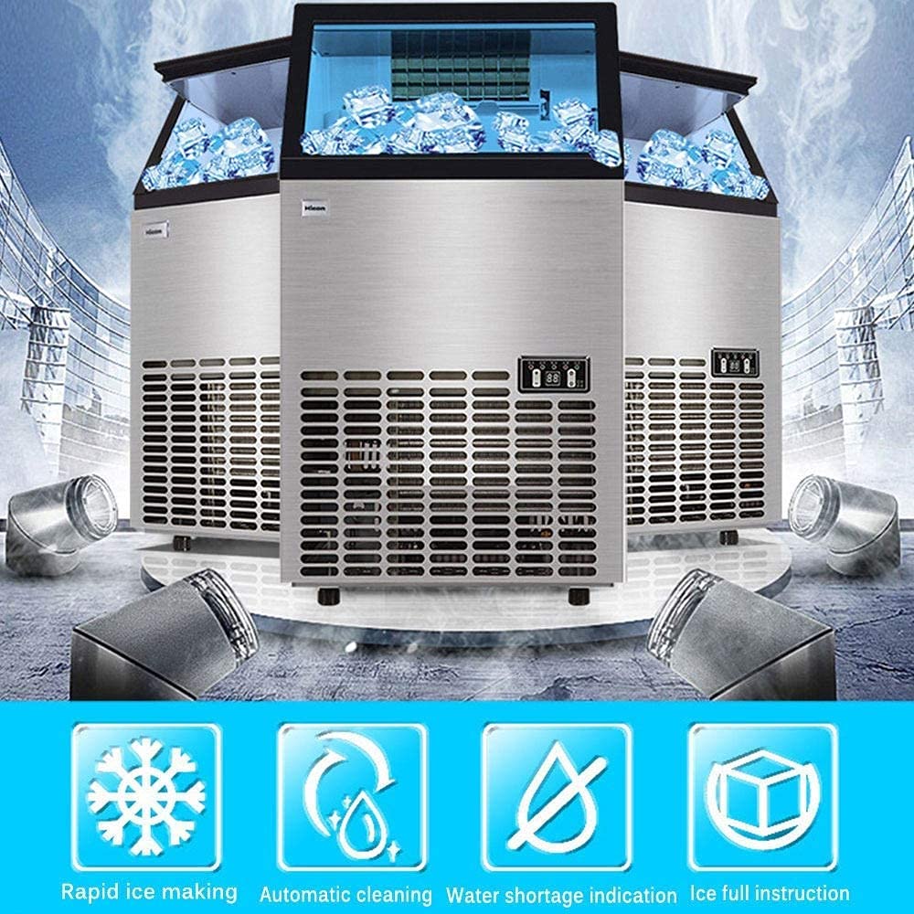 Iiposaqq Ice Cube Maker Commercial Ice Maker 50 Kg Of Ice Per 24 Hours Adjustable Thickness 36 Cubes Per 15 Min Great For Pub Restaurants Hotels Coffee Shops Stainless Ste on Fridge.com - View 3