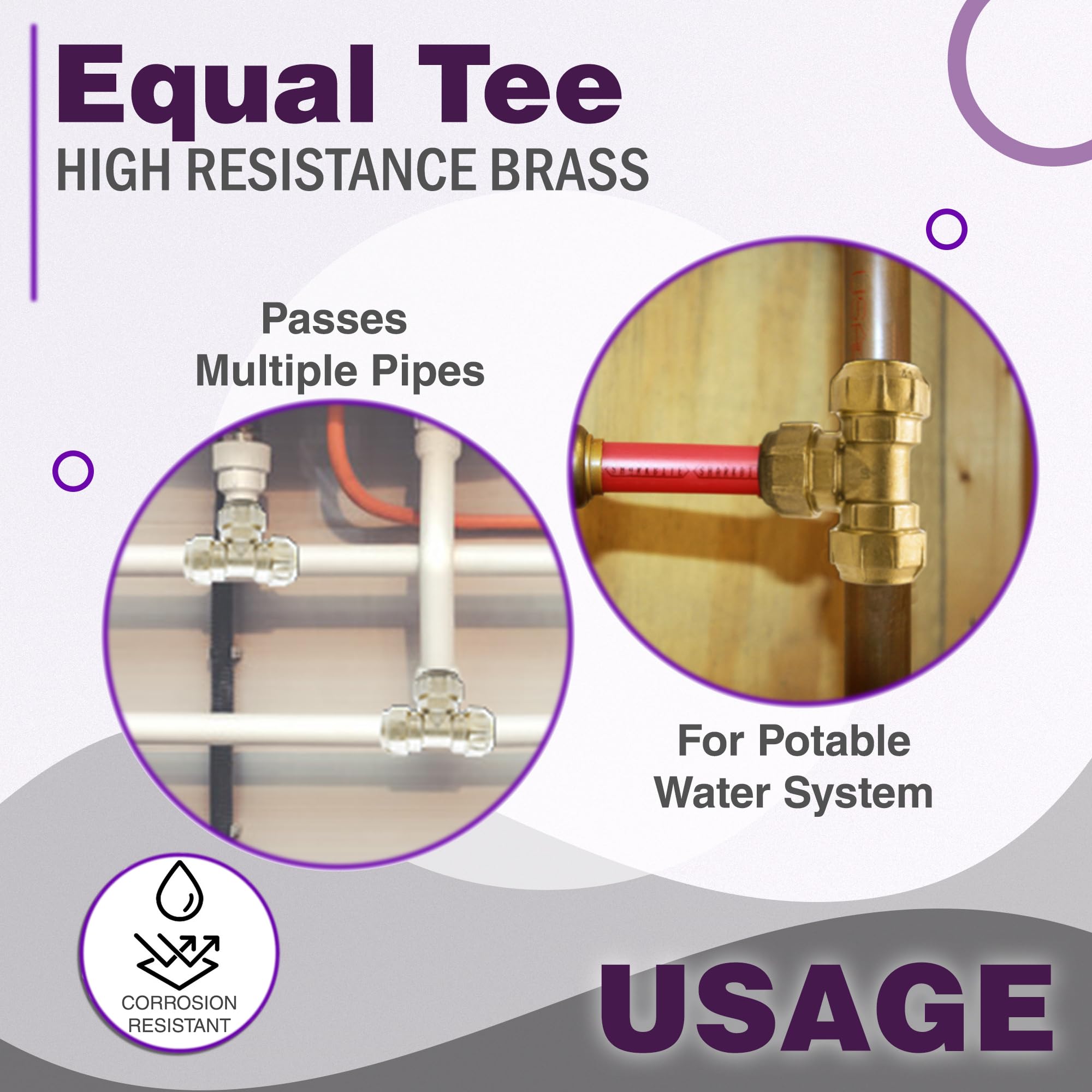 DOJA Barcelona | Te Igual Laton 32mm | Conector Tuberia de Polietileno de 32mm | Pack 2 | Te igual para Tubo Polietileno Para Manguera Jardin, Deposito Agua, Llave De Paso Agua Riego, Potable...
