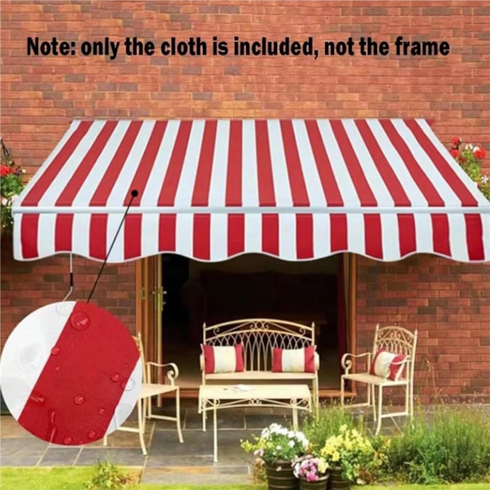 markise Einziehbarer Ersatzstoff for Terrassenmarkisen – kommerzielles Sonnenschutzdach, wasserdichter Polyester-Leinenbezug
