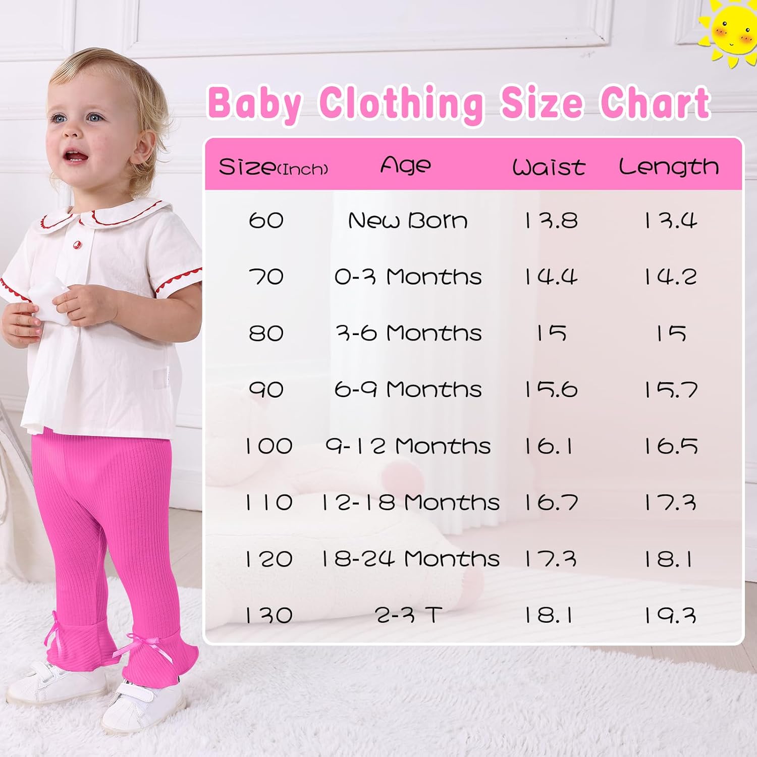 Newborn Toddler Baby Girl Pants Leggings Ribbed Straight Flare Infant Girl Pants Leggings Bell Bottoms 5 Packs - Image 6