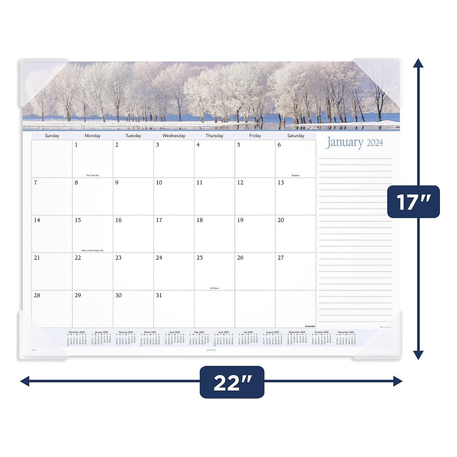 2024 AT-A-GLANCE® Monatlicher Schreibtischunterlage mit Panorama-Landschaft, 54,5 x 43,2 cm, Januar bis Dezember 2024, 89802