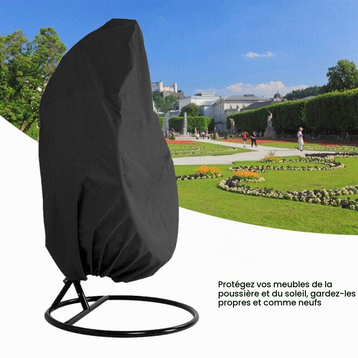 Housse de chaise à suspendre pour patio - Imperméable en tissu Oxford 210D avec doublure en PVC - Housse de chaise pour balancelle - Housse de chaise en forme d'œuf pour véranda avec sac de