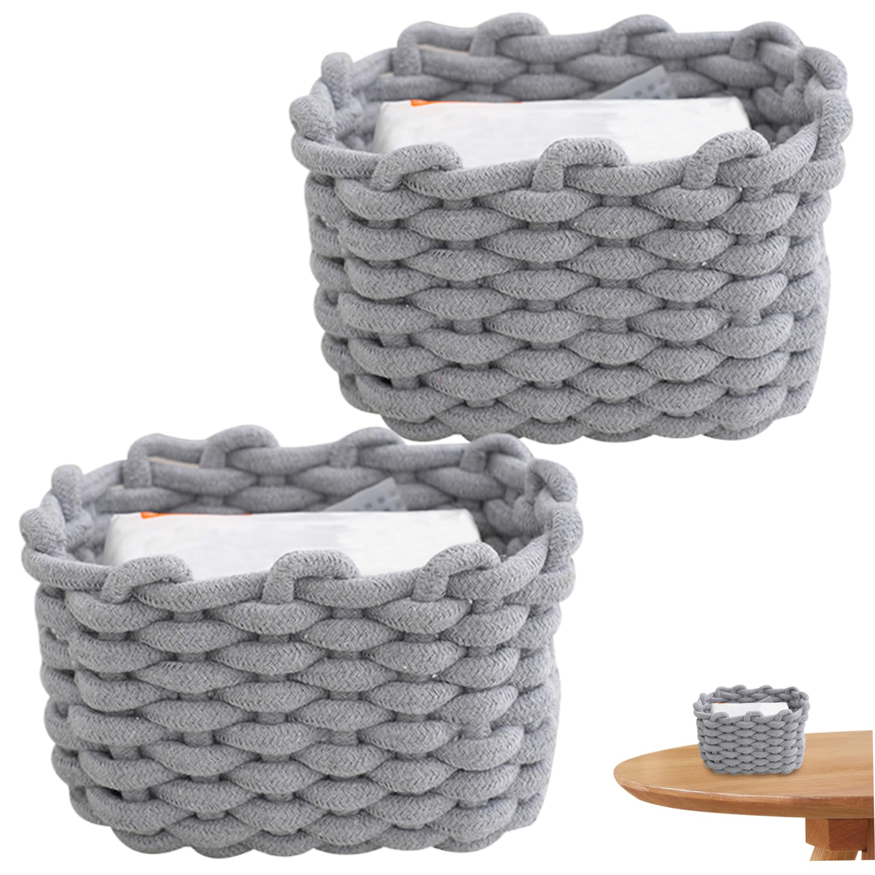 Panier à tricot tressé multiusage boîte de rangement maquillage