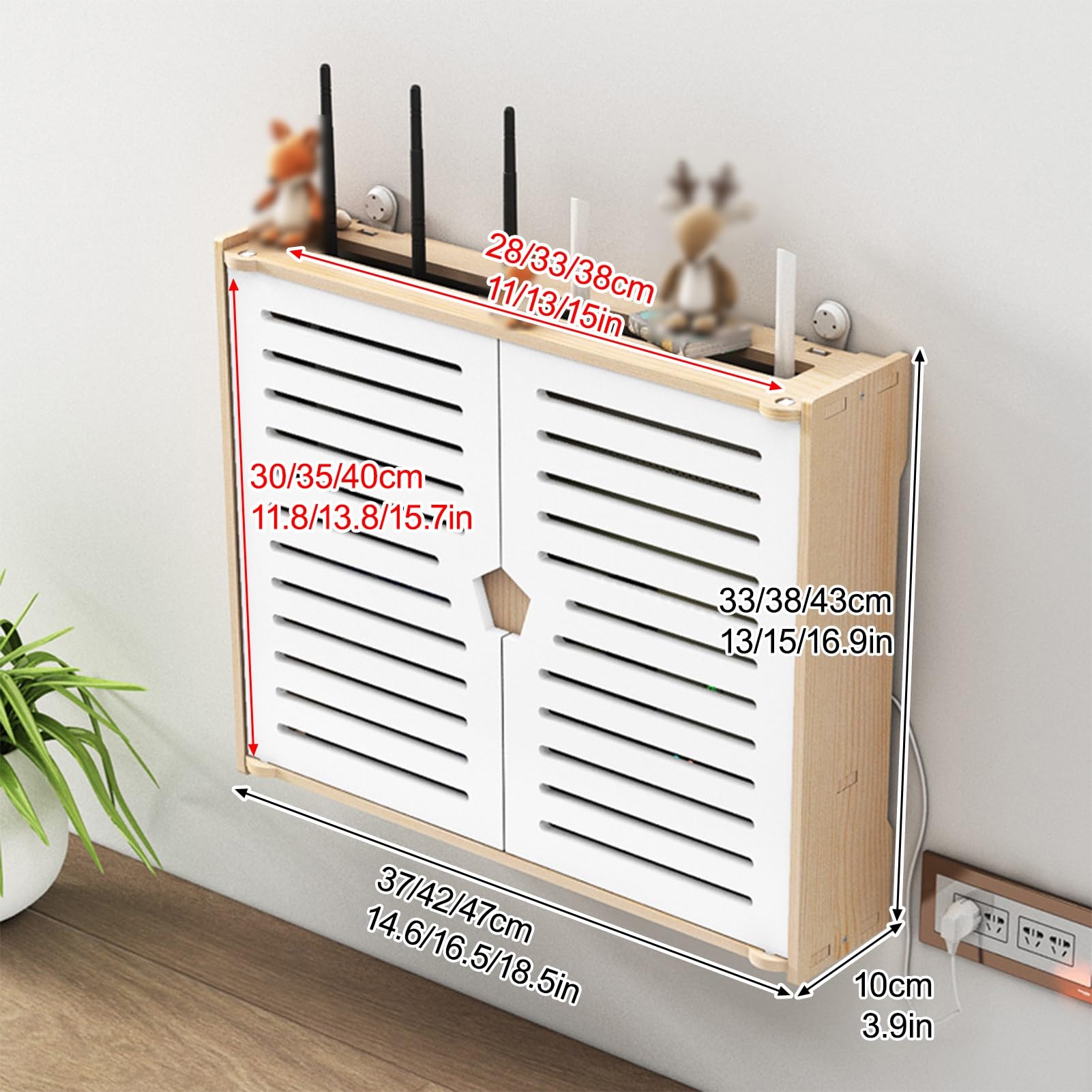 Wifi Box Hider, armadietto portaoggetti per router, organizer multimediale con design elegante e gestione dei cavi per soggiorno e ufficio
