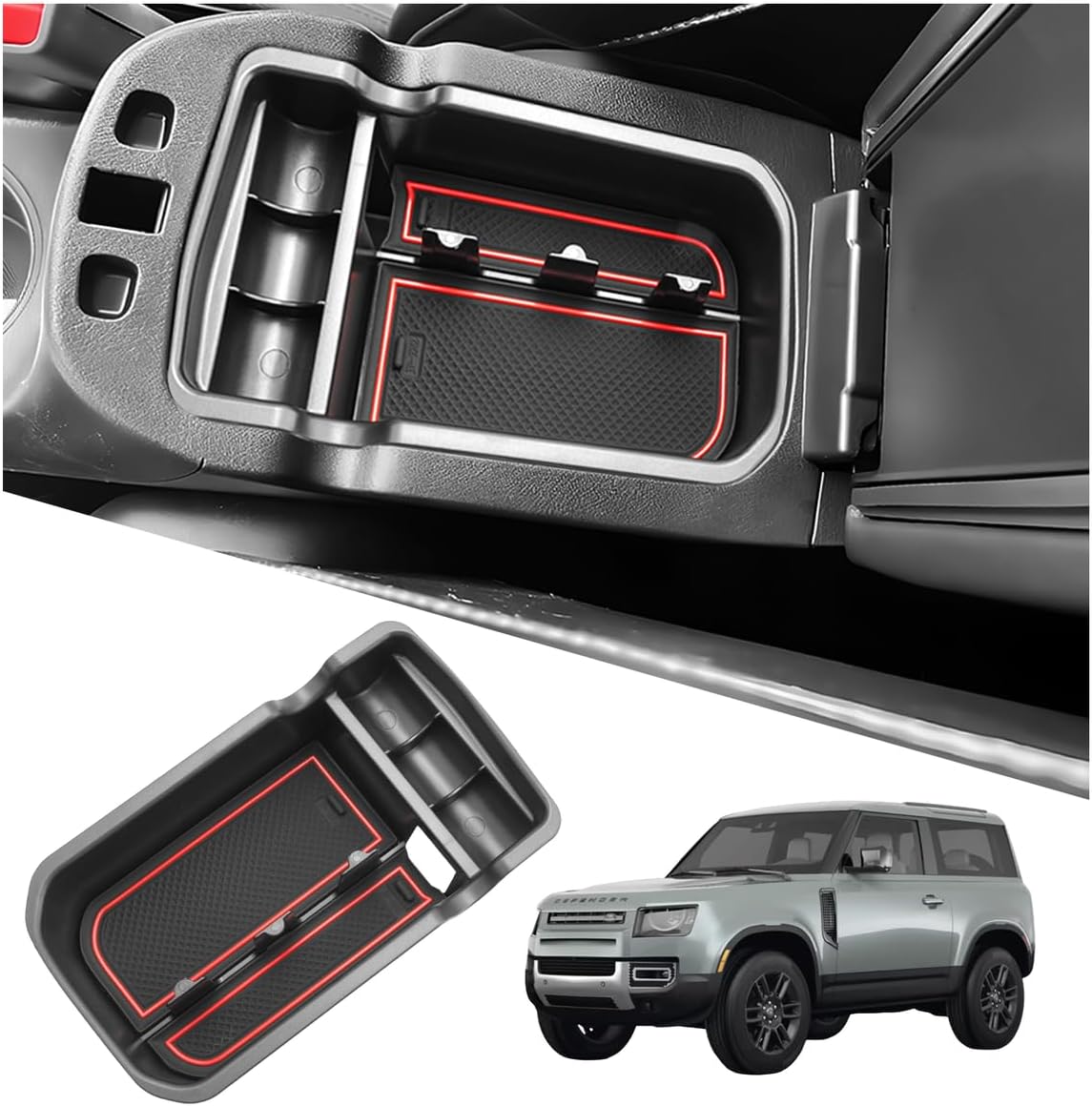 Compatible with Jeep Compass 2017-2020 Centre Console Storage Box, Compass Armrest Organizer Tray Centre Console Organizer Centre Armrest Glove Box Jeep Compass Accessories [red]
