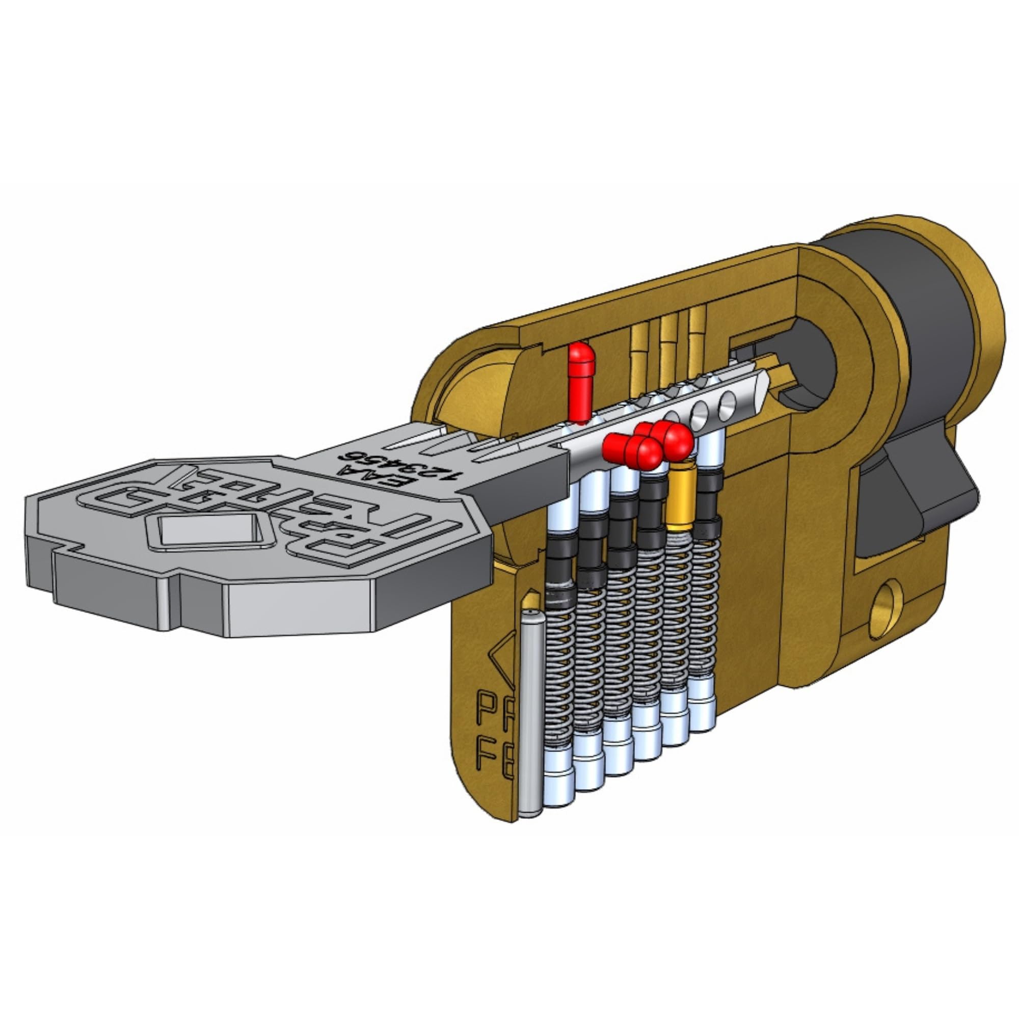 Cerradura para basculante/garaje cilindro de perfil europeo entre ejes 70 mm, llaves perforadas, mango no incluido
