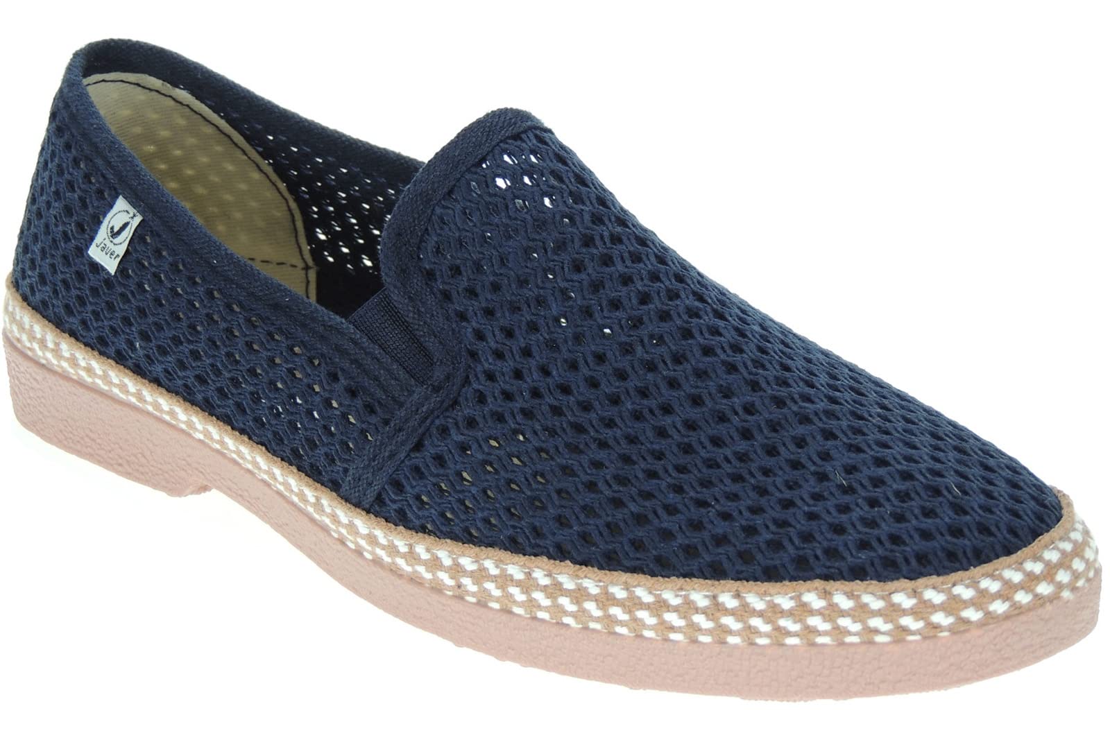 Calzados Romero JAVER - Zapatilla Cerrada en Doble Rejilla Algodón para Hombre - Plantilla Esparto - Piso de Goma - Para Calle. MARINO talla 44