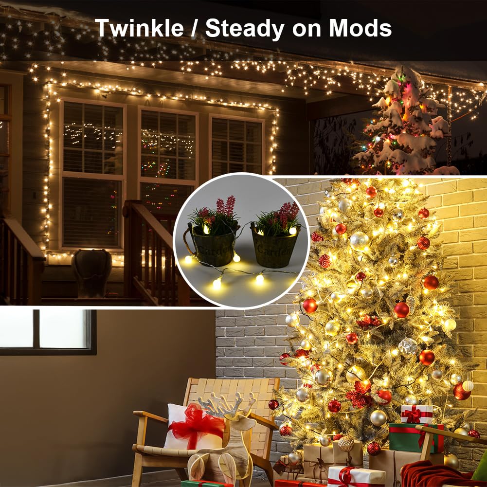 AUAUY Guirlande Lumineuse 6M 40 LED à Pile Étanché IP65 - Intérieur Extérieur Noël Jardin Terrasse (Coloré)