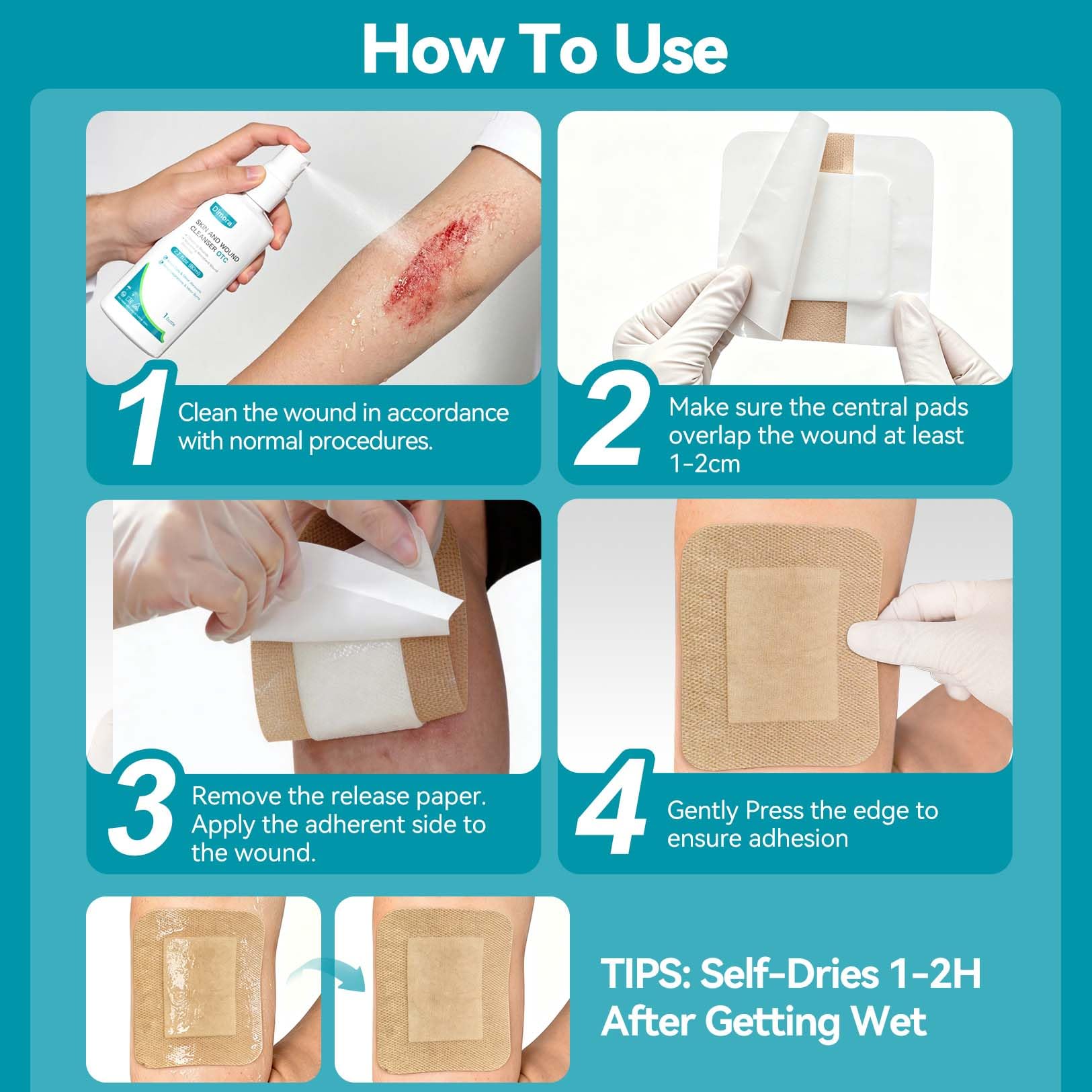 Dimora Silicone Non-Woven Adhesive Bandage 2"x4", 25 Count — Amazon image 8