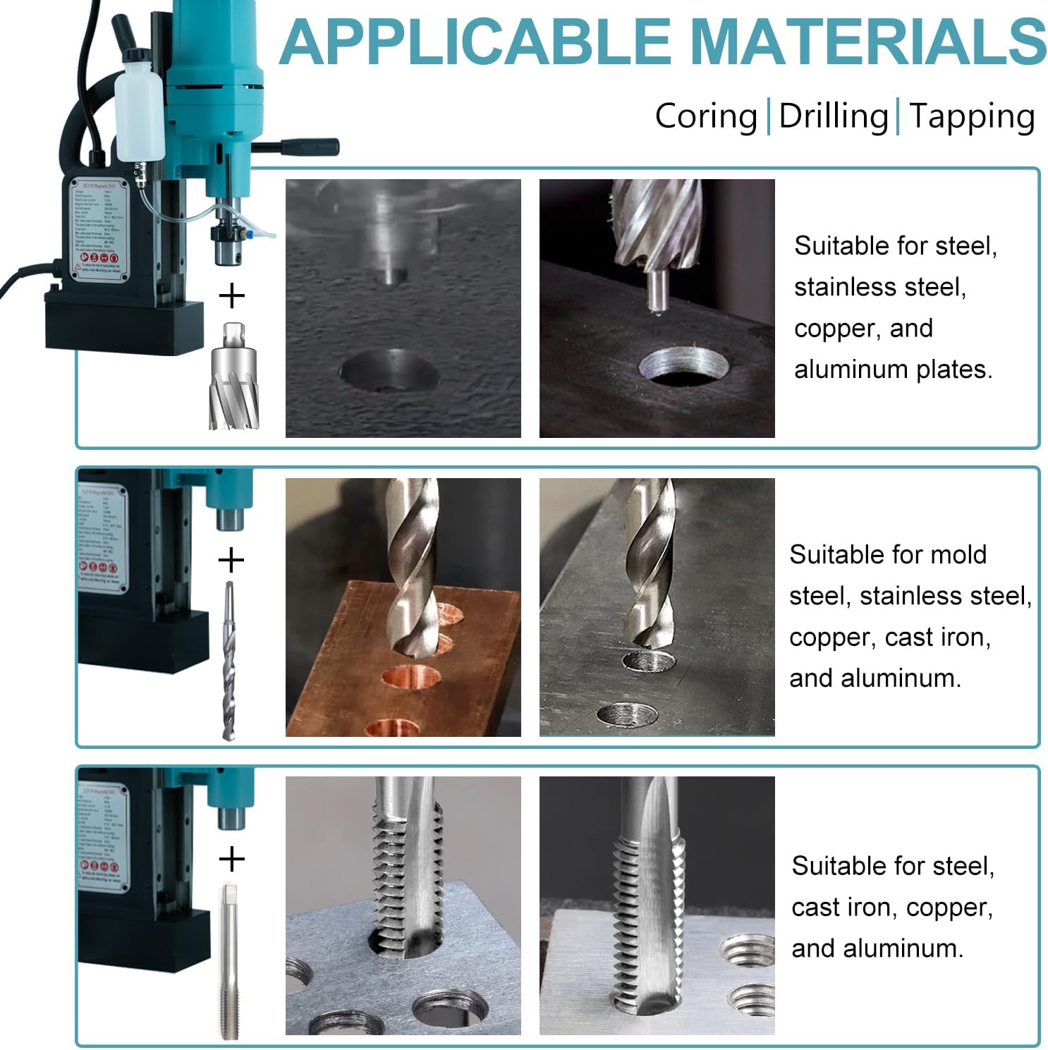 Mag Drill Press, 1800W Magnetic Drill, 2-3/18 inch Max Boring Diameter, 3370lbf/15000N Mag Force, Portable Electric Mag Drill Press for Metal Surface
