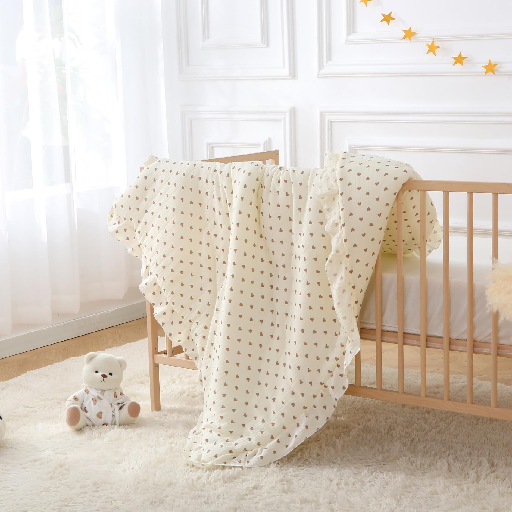 Edredón de muselina 100% algodón para cuna, manta reversible ultra suave y acogedora, mantas para niños y niñas para todas las estaciones, lavable a máquina, 41 x 48 pulgadas