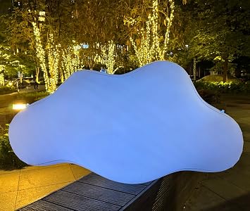Giant Inflatable Cloud Balloon Hanging Party Ballooon with LED Light, Decoration for Event, Exhibition, Party, Trade show White & Led light, 6.6Lx 3.3H