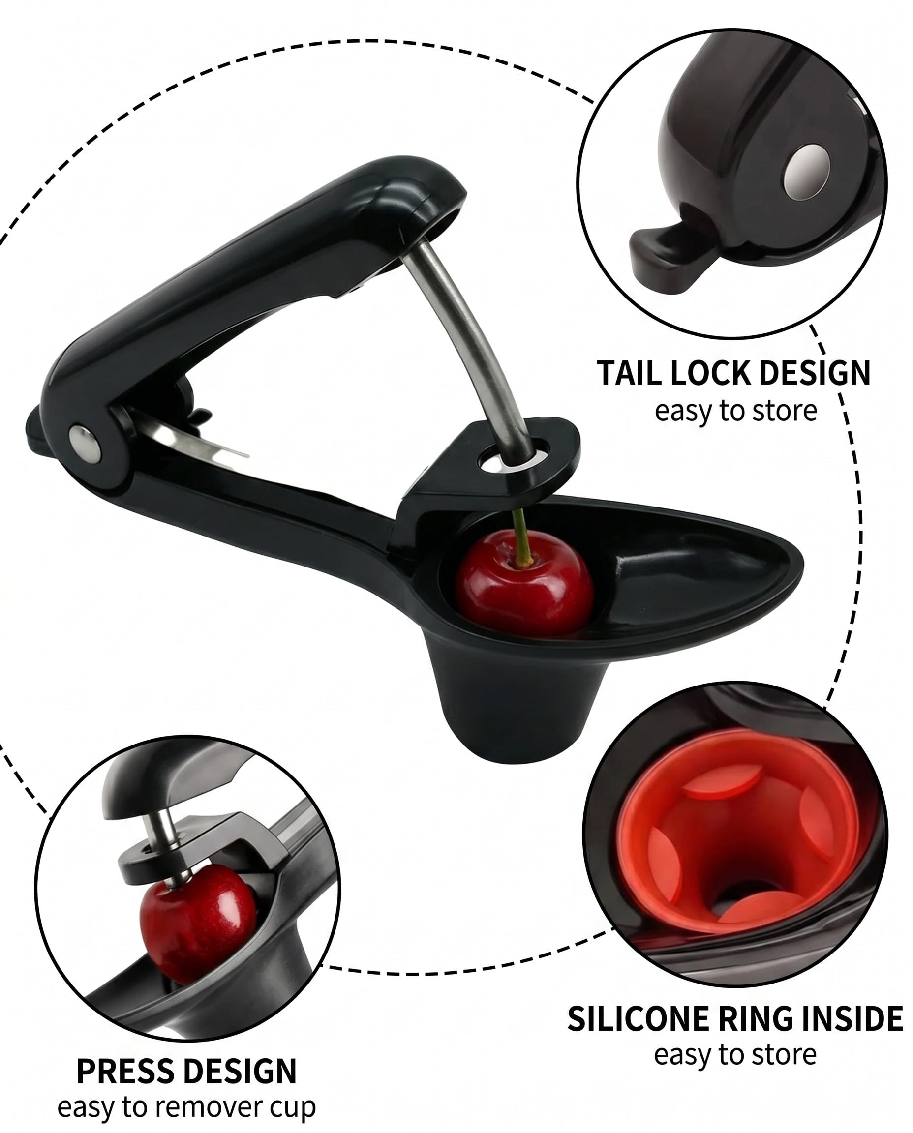 1 pièce Dénoyauteur Cerises, Outil Rapide & Efficace pour Pâtisserie, Confitures, Desserts. Pite proprement les cerises sans effort, anti-éclaboussures, préserve la chair