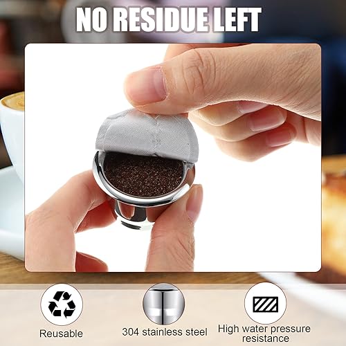 Miniatura 6 de Cápsulas de café reutilizables de acero inoxidable, recargables, cápsulas de café reutilizables con sellos de papel de aluminio, tapas adhesivas