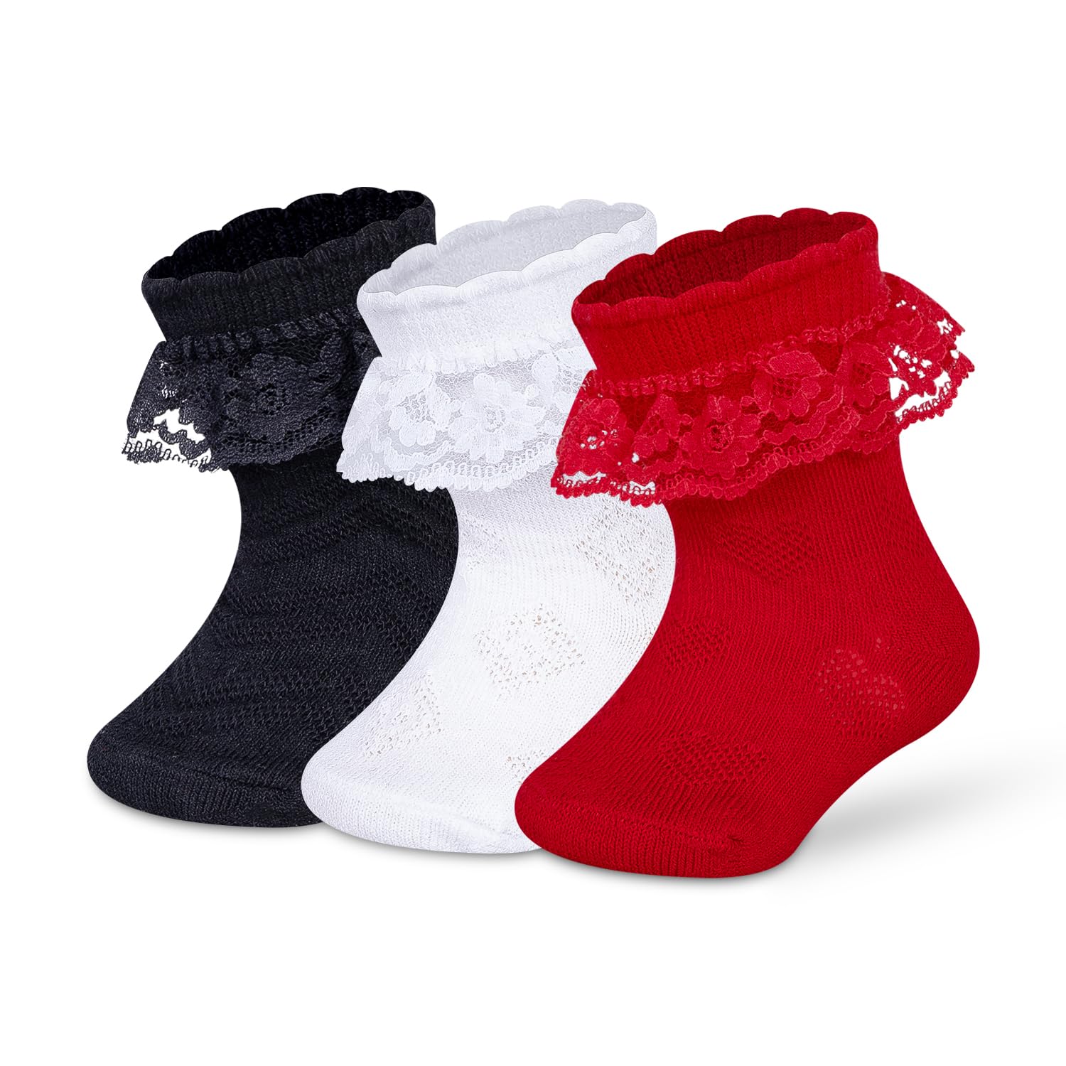 Ankle Length Frill Socks for Babies, Made with Breathable, Anti Odour & Moisture Absorbent Combed Cotton, Ideal For All Day Wear (Pack Of 3)-image-20
