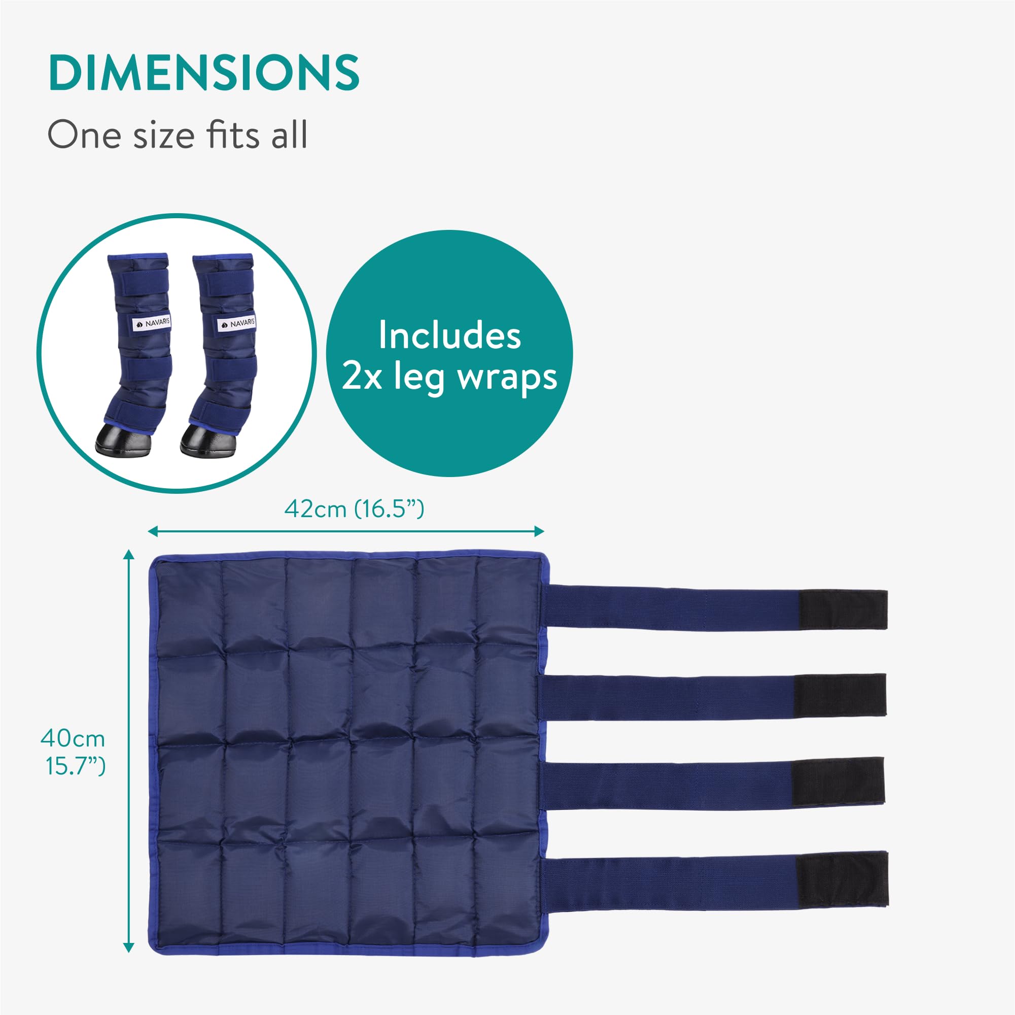 Navaris Borsa Ghiaccio Ginocchio - Set da 2 Impacchi - Gel Ghiaccio da Freezer Riutilizzabile per Cavalli - per Caviglia Gambe - con 2 Borse Trasporto - Facile da Applicare - Blu