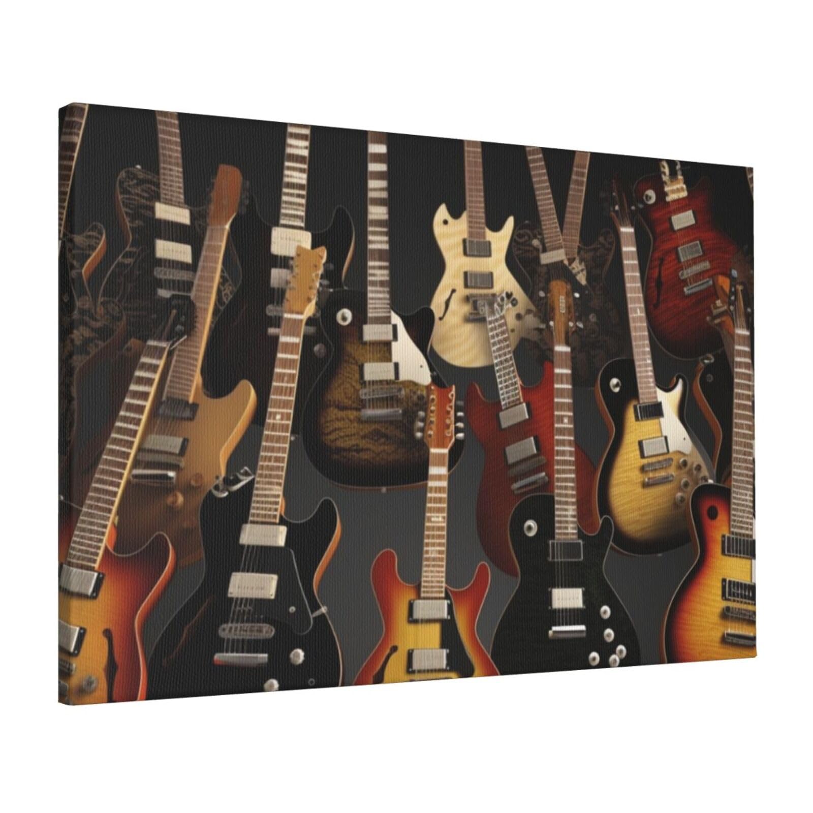 FodPand Canvas Wall Art for Living Room Wall Decor 16"x24" Modern Artwork Painting Pictures Hanging Canvas Prints Guitars Aesthetic Wall Art for Bedroom Bathroom Office Wallart Decor