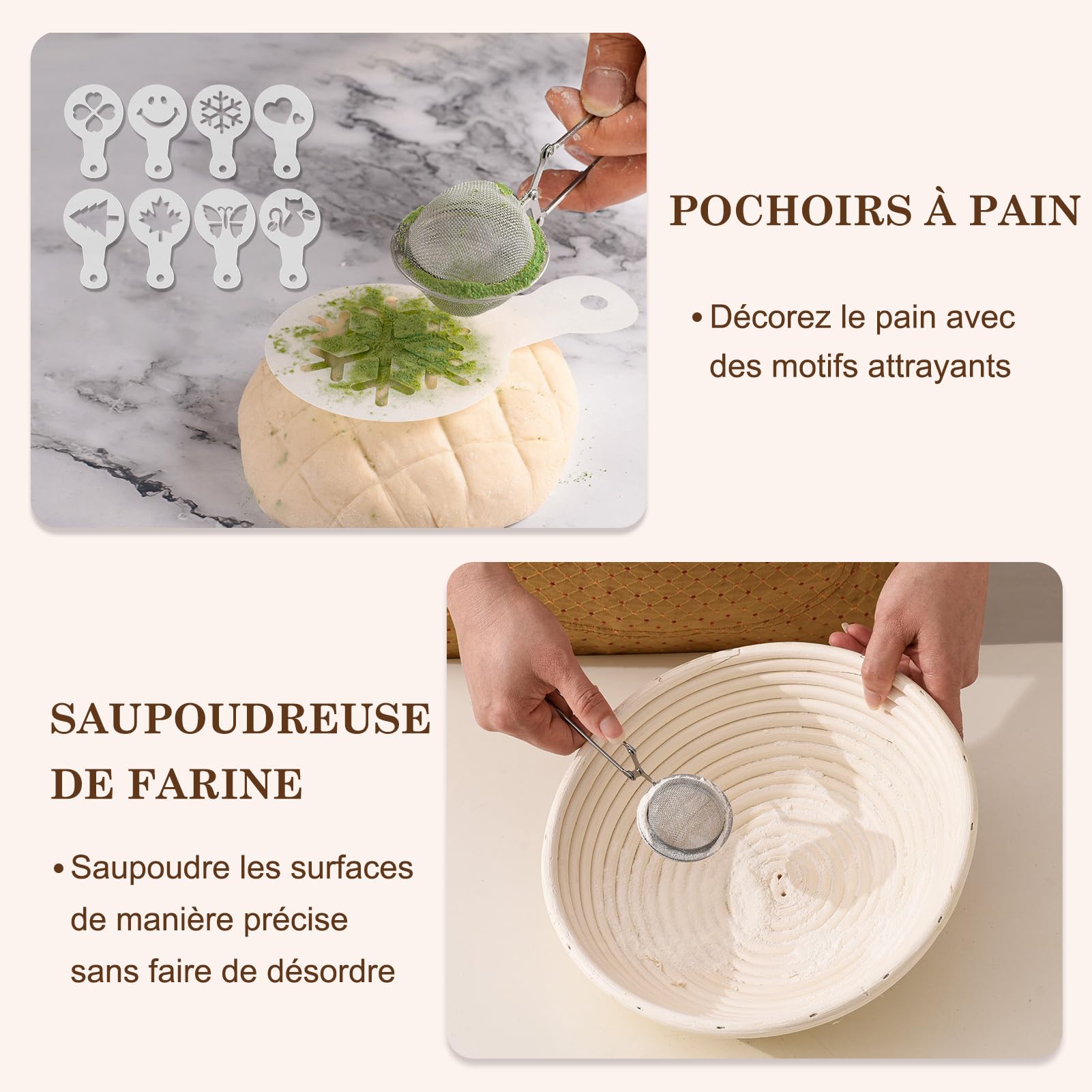 Banneton Pain 25cm Ovale Set,11 Pièces Accessoire pour Faire du Pain, Kit Boulangerie Professionnel Rotin Naturel, Kit Pain au Levain pour les Débutants, les Boulangers Expérimentés