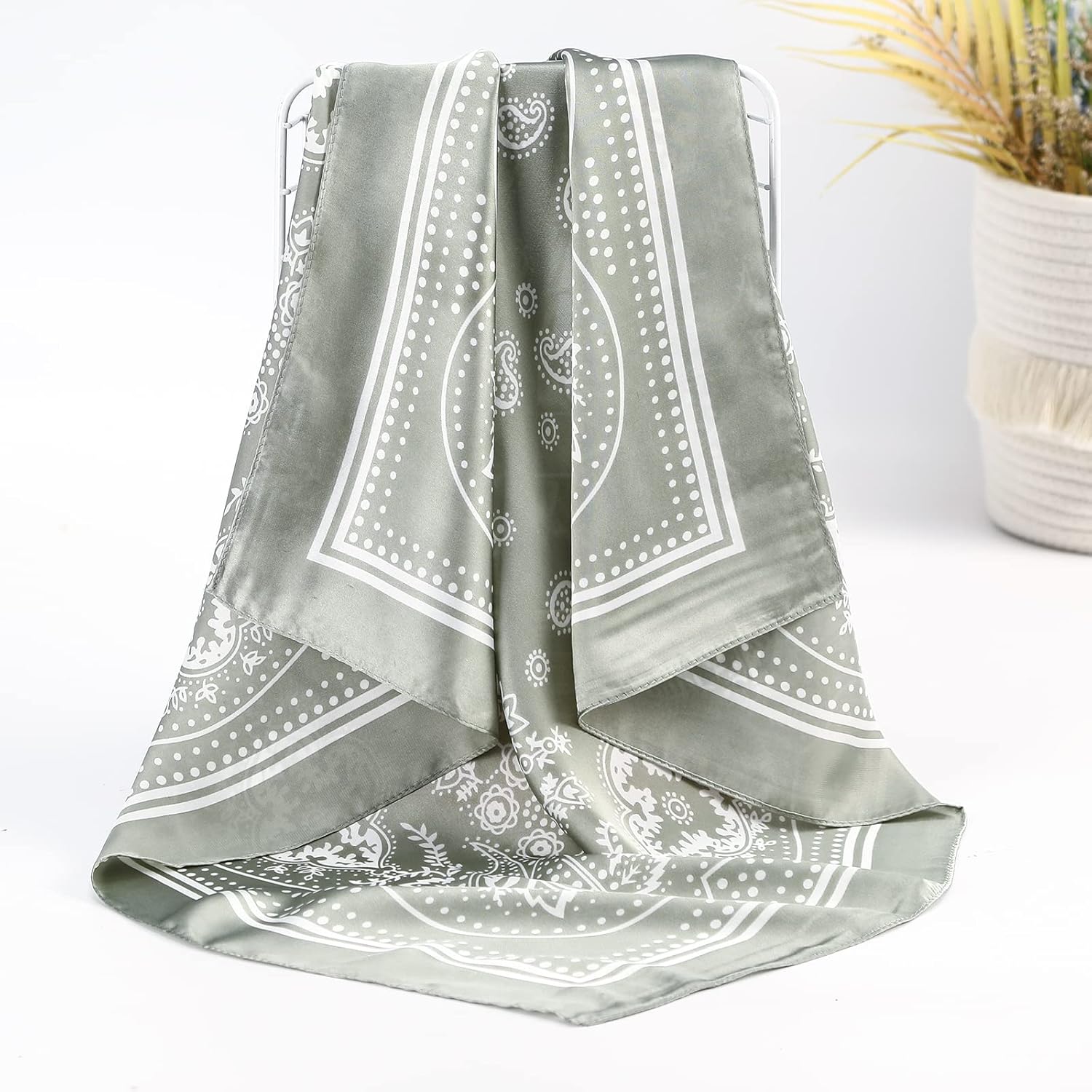 CHLINS 27 Inches Silk Feeling Square Head Scarf - 4 Pcs Satin Square Head Scarves for Women Hair Bandanas Head Kerchief - Image 4