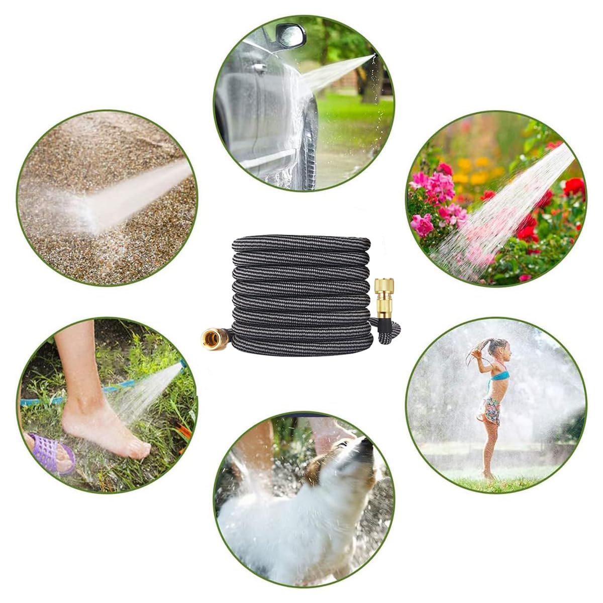 Tuyau d'arrosage pour jardin, Tuyau d'arrosage extensible, Tuyau renforcé flexible pour le lavage des animaux de compagnie et des voitures, nettoyage, arrosage de la pelouse et du jardin avec