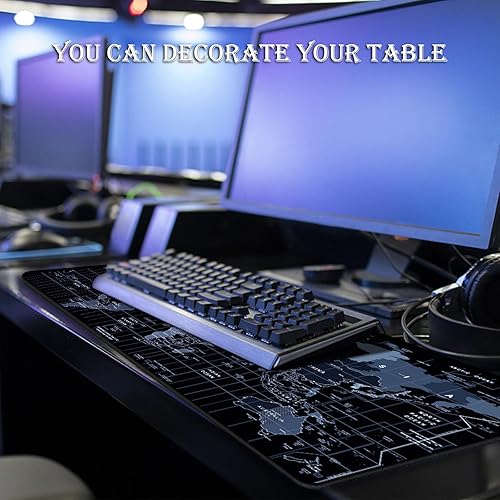 Miniatura 5 de ibetto Alfombrilla de mouse para juegos, alfombrilla de mouse grande con mapa del mundo, antideslizante, resistente al desgaste, para el hogar,