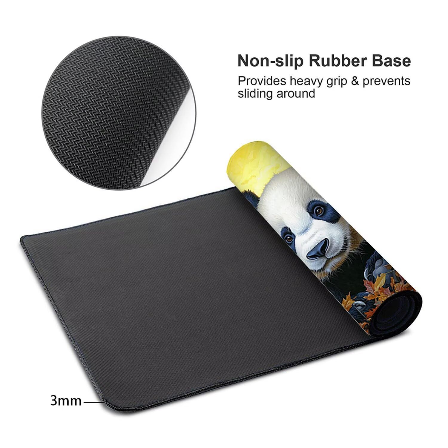 Gaming Mauspad 1200 x 600 mm XXL Gaming Mousepad Verlängertes Großes Mauspad Schreibtischauflage, Genähte Kanten Mousepad, Rutschfeste Gummibasis,Schreibtisch Schutz für Home Office (Tiere Panda) Z237