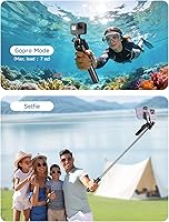 Vista 7 de Trípode para selfie stick de 67 pulgadas con luz, soporte de teléfono básico para iPhone y Samsung, trípode extensible todo en uno con control