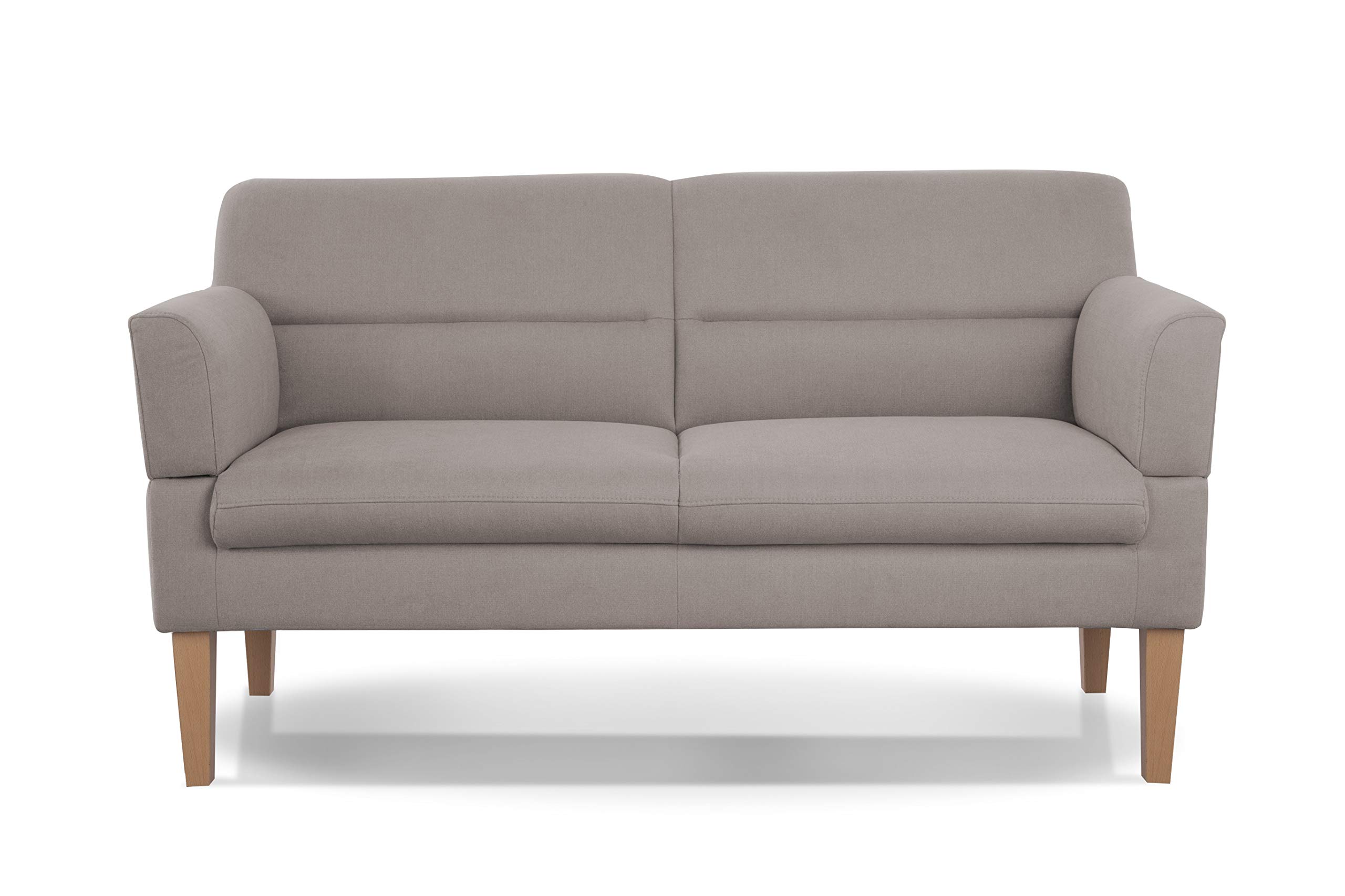 CAVADORE 2,5-Sitzer Küchensofa Kira / Sitzbank für Küche, Esszimmer oder Wohnküche inkl. Armteilverstellung / Leichte Fleckenentfernung dank Soft Clean / 168 x 94 x 81 / Flachgewebe: Hellgrau