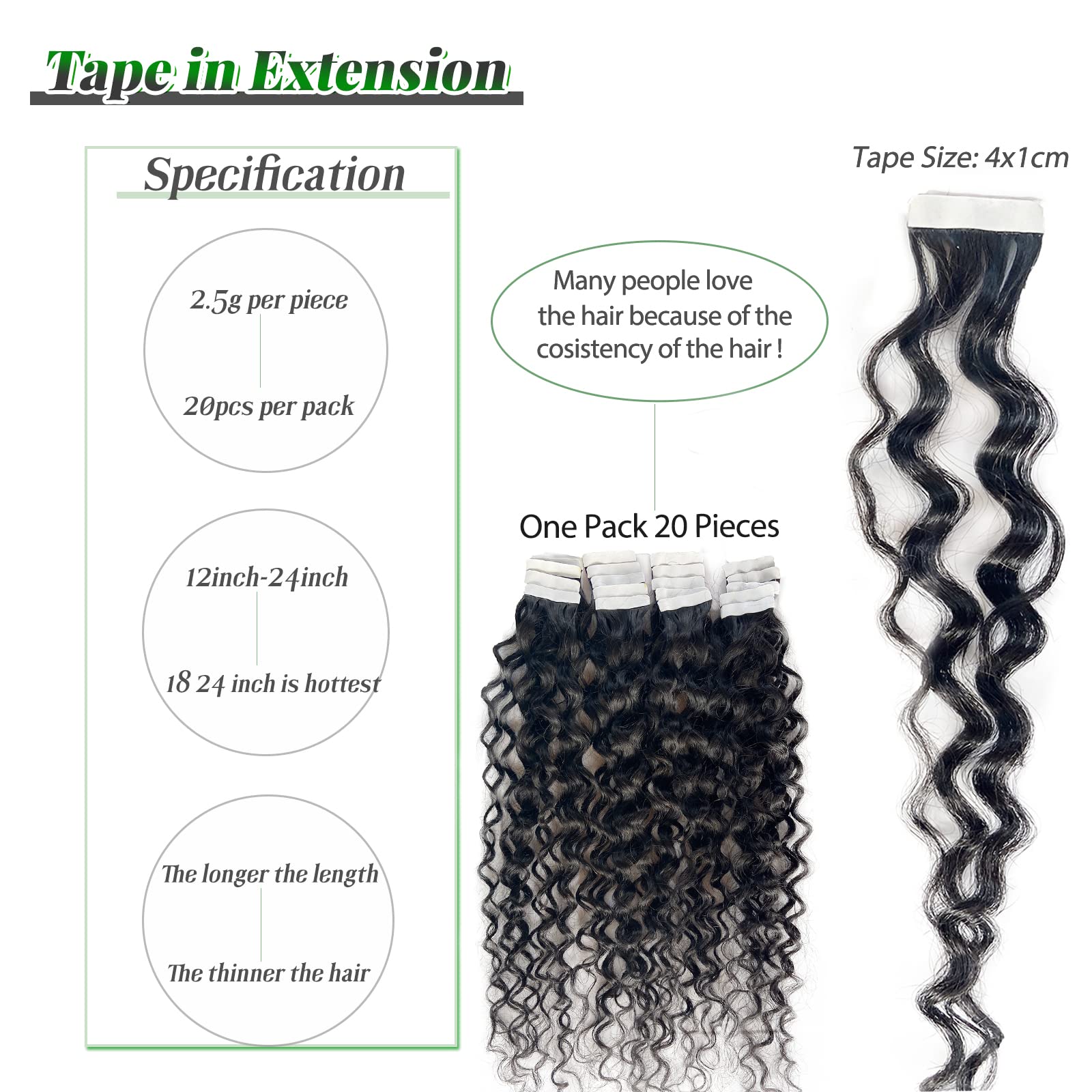 Amazon.com : Water Wave Tape in Human Hair Extensions 16  display picture 1