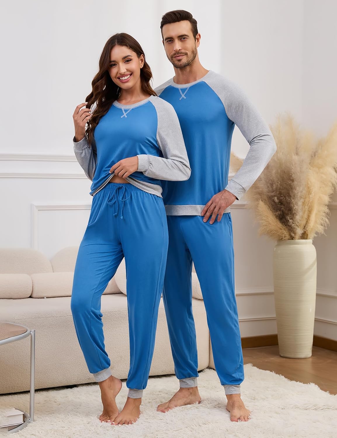 Matching Pajamas for Couples Long Sleeve Pajama Set for Men and Women 2 Piece Cozy Loungewear Set S-XXL - Image 9