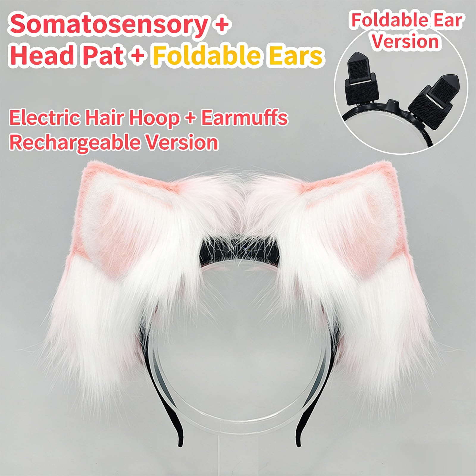Diadema eléctrica con orejas de y gatos, aro para, diadema con orejas de animales móviles, accesorio para disfraz de Halloween y Navidad, disfraz de Cosplay de Halloween