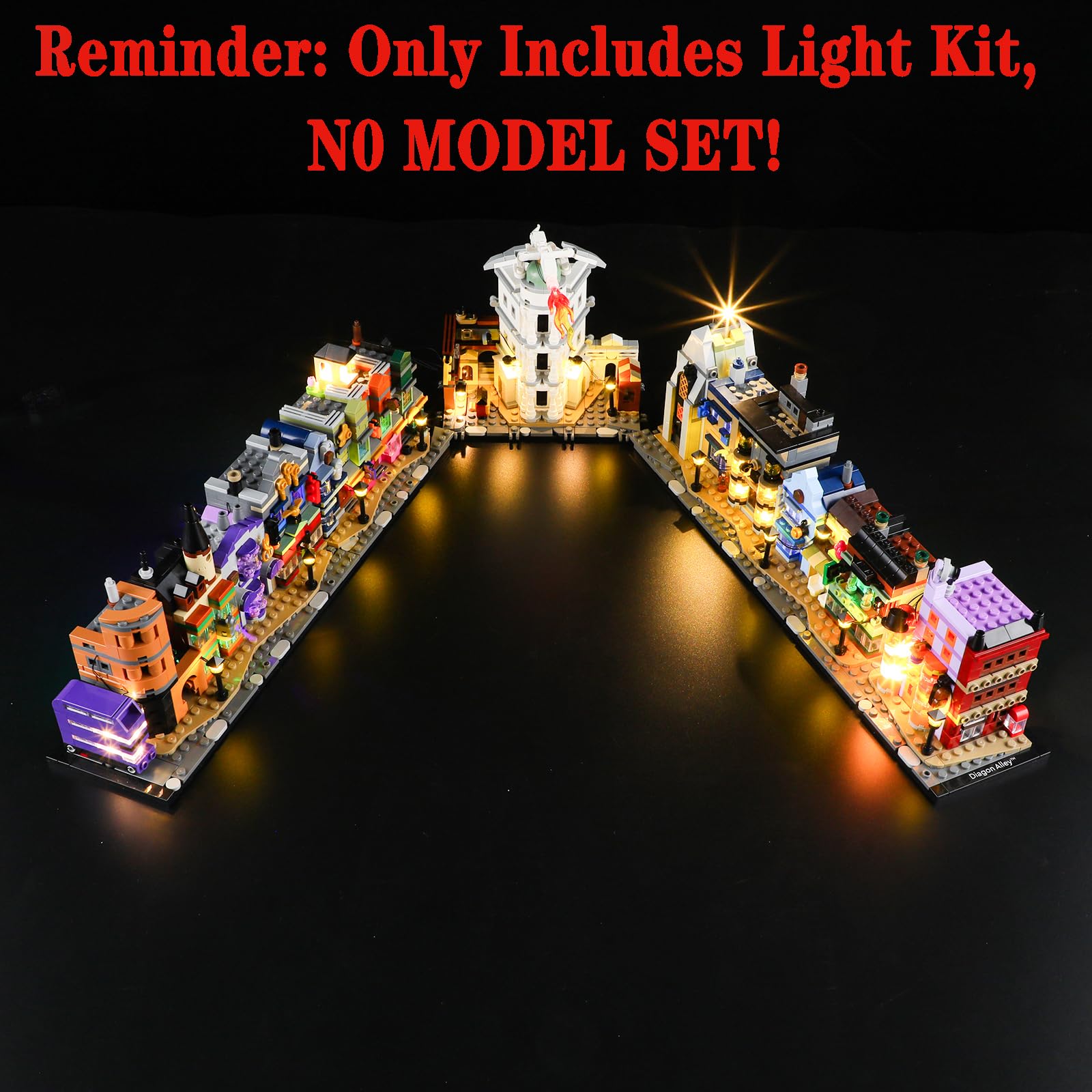Zestaw oświetleniowy LED kompatybilny z Lego 76444 Magiczne Sklepy Crossroad - zestaw świateł LED do modeli klocków konstrukcyjnych (model nie jest dołączony)