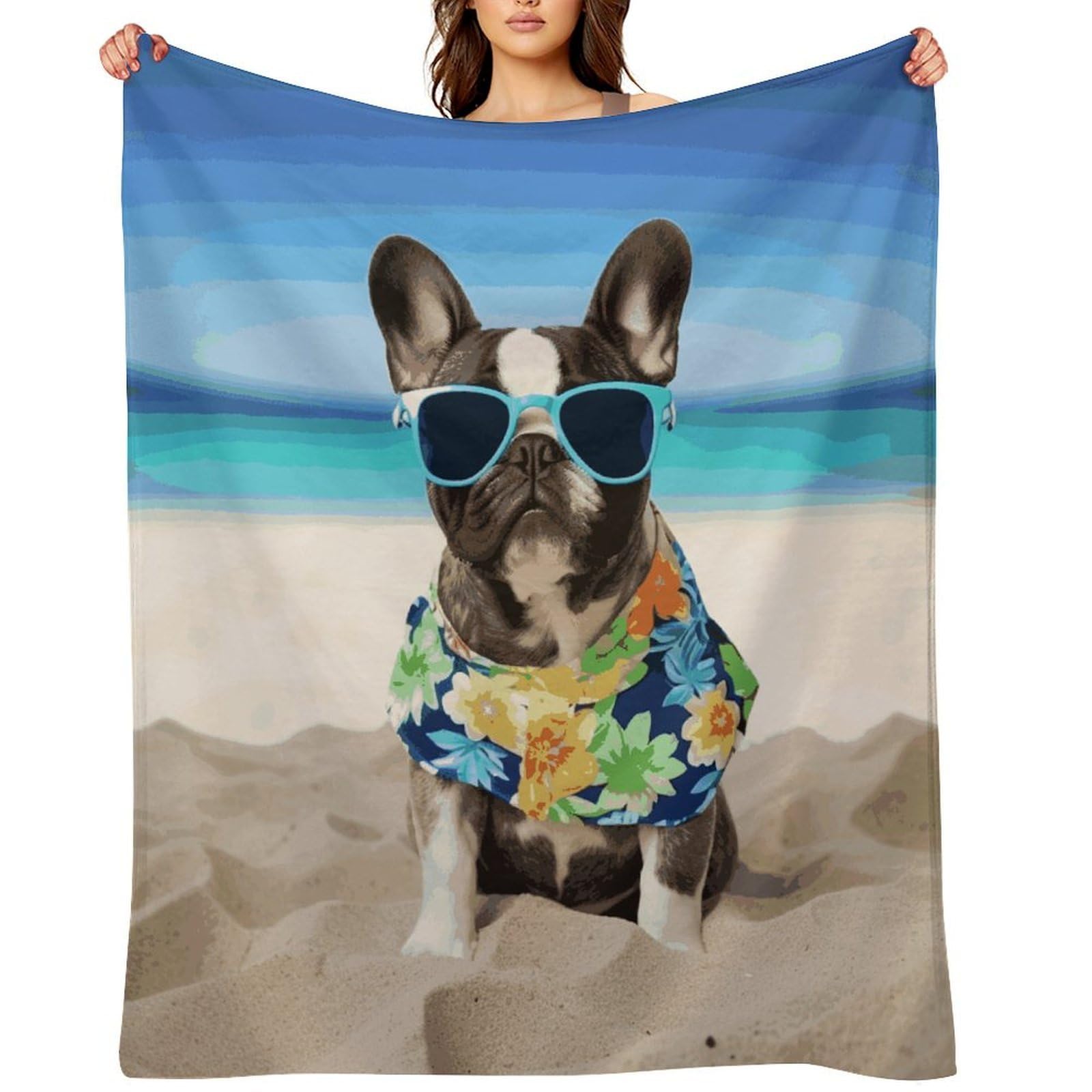 Fekiloot Style French Bulldog Summer Throw Blankets Camping Blanket60 X80
