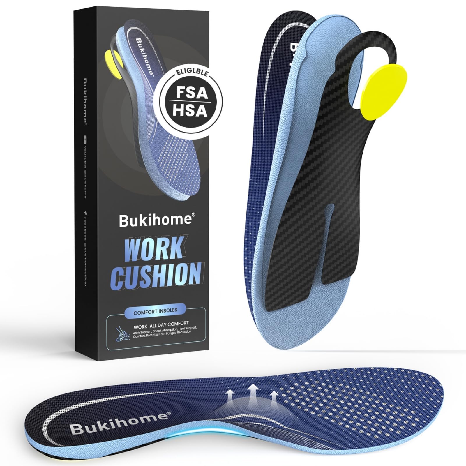 Bukihome Plantillas ortopédicas de fibra de carbono, soporte de arco premium para metatarsalgia y neuroma de Morton, inserciones de zapatos de grado profesional con almohadilla metatarsiana y