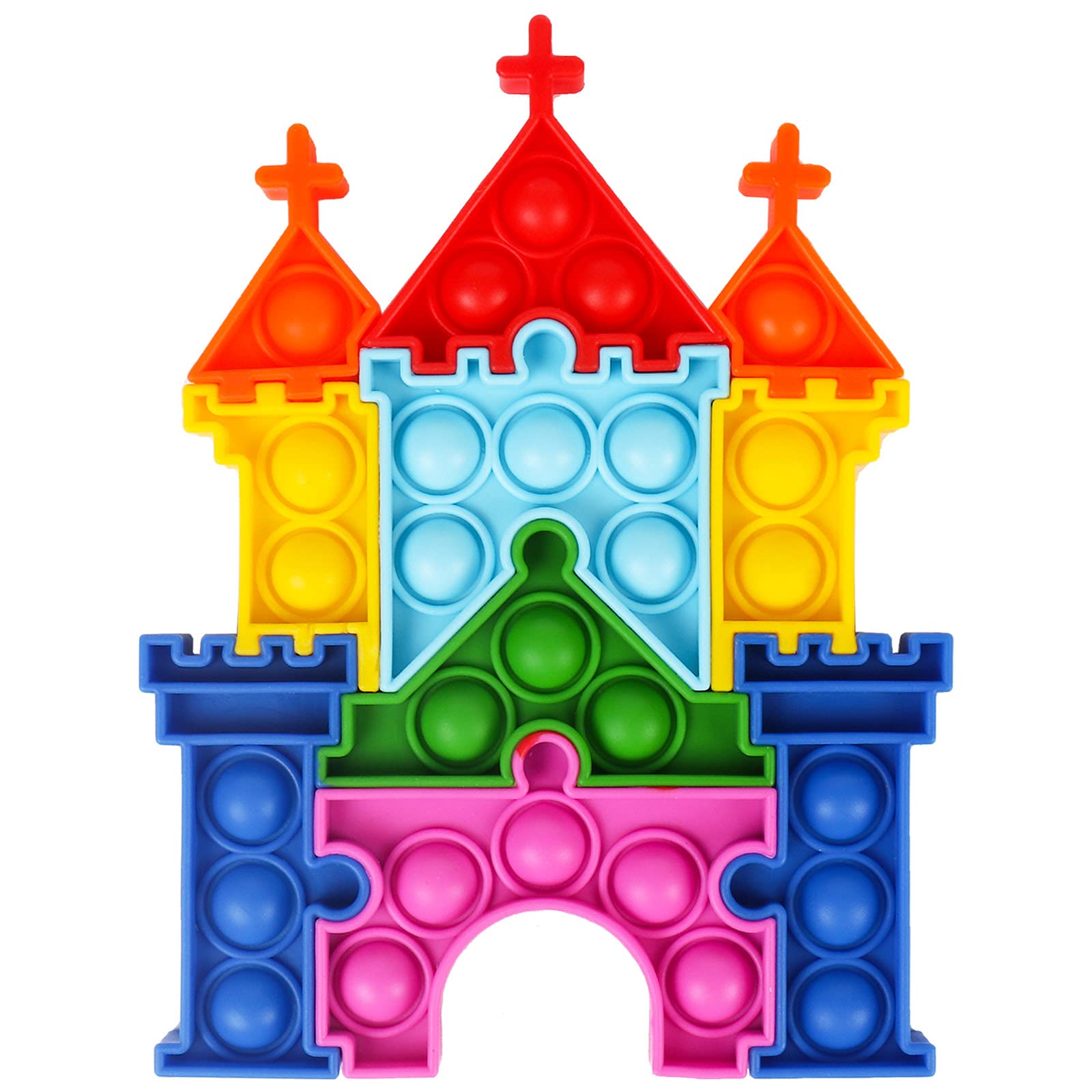 ONEST Silicone Big Push Pops Bubbles Large Fidget Sensory Toy Colorful Pops Fidget Toy Autism Special Needs Stress Reliever Toy (Castle Style)