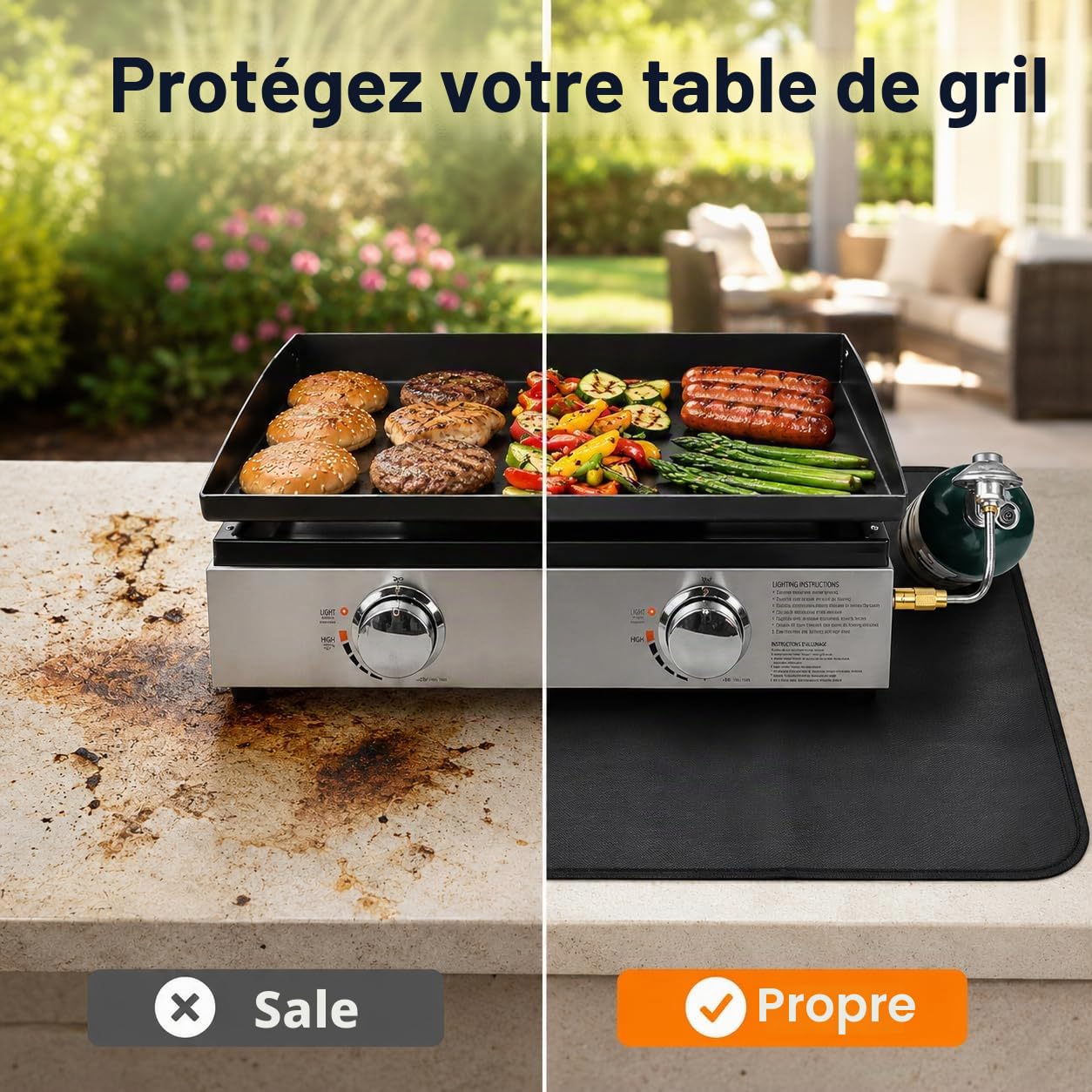 Tapis de barbecue ignifuge et imperméable Blackstone - 61 x 79 cm