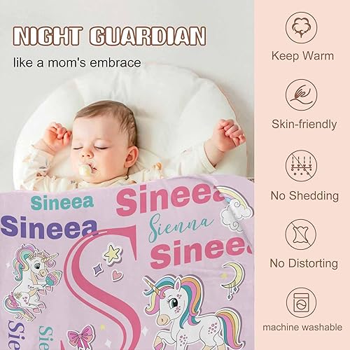Miniatura 115 de Artsadd Personalized Baby Blanket for Girls Boys, Custom Baby Blankets with Name Customized Throw Blanket for Kids Newborn Baby Shower Birthday Gifts