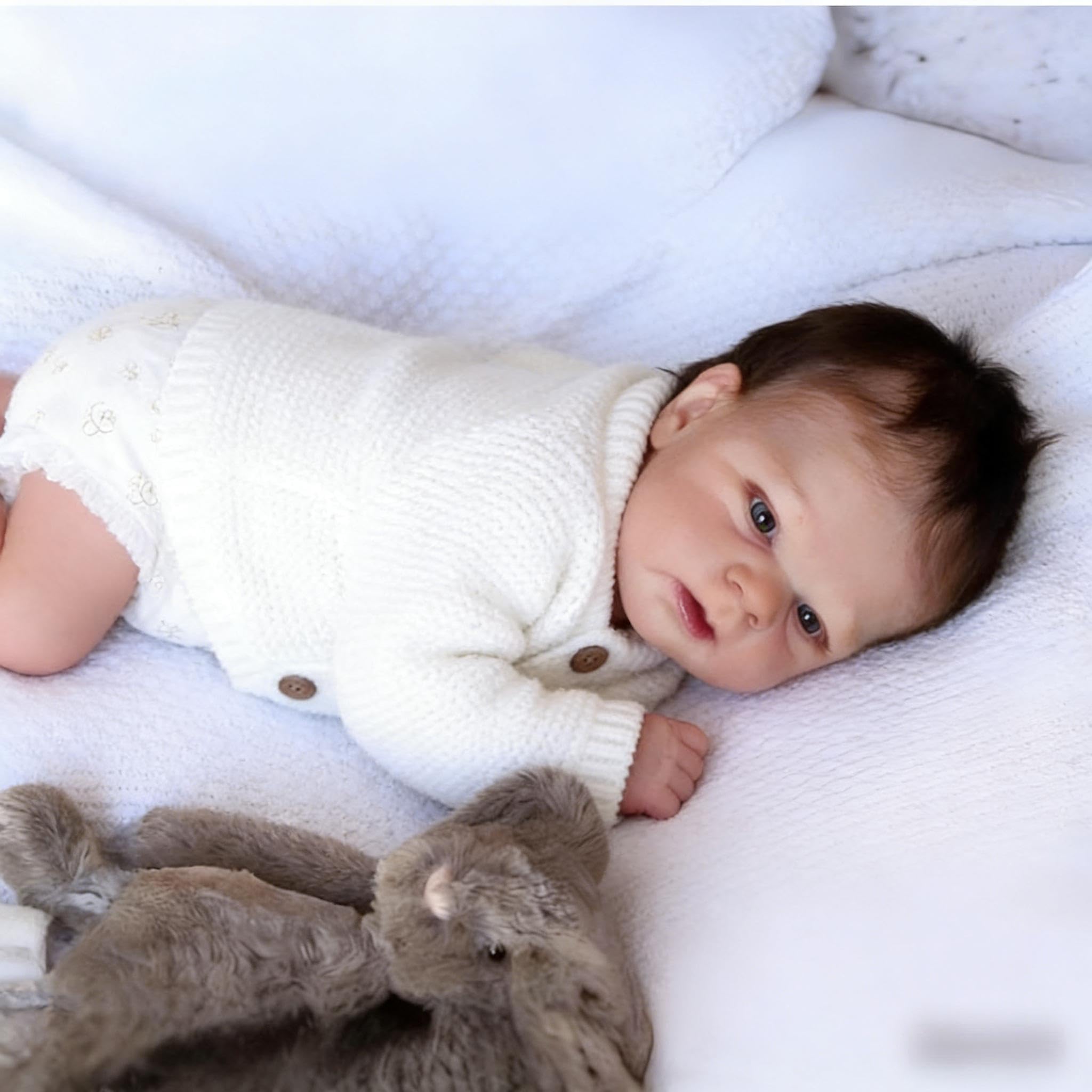 RXDOLL Reborn Baby Dolls silikonowy winyl na całe ciało, 43 cm, anatomicznie poprawna, dziewczyna, realistyczna, Reborn, ukorzenione włosy, realistyczna, pełna silikonowa lalka niemowlęca, prezent