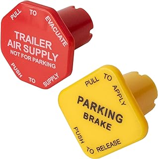 Parking Brake & Trailer Air Supply Mv-3 Knob Yellow & Red Fit for Peterbilt Kenworth Volvo Western Star Truck Air Brake Knobs for Semi Trucks 298818 298818N 298817 298817N
