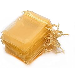 50 x 15 cm Organza Bags Yellow Organza Gift Bags with Ribbons for Birthday Christening Party Wedding Decoration