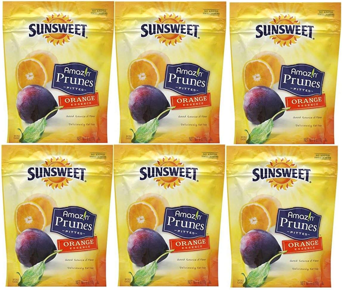 Bundle Sunsweet Amaz!n Prunes, Pitted, Orange Essence 6oz (Pack of 6)