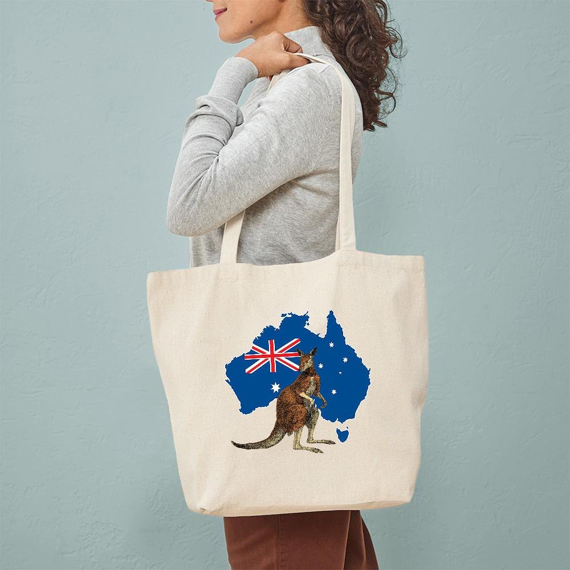 CafePress Aussie Traits Canvas Tote Bag - Reusable Natural Shopping Bag With Fun Graphic
