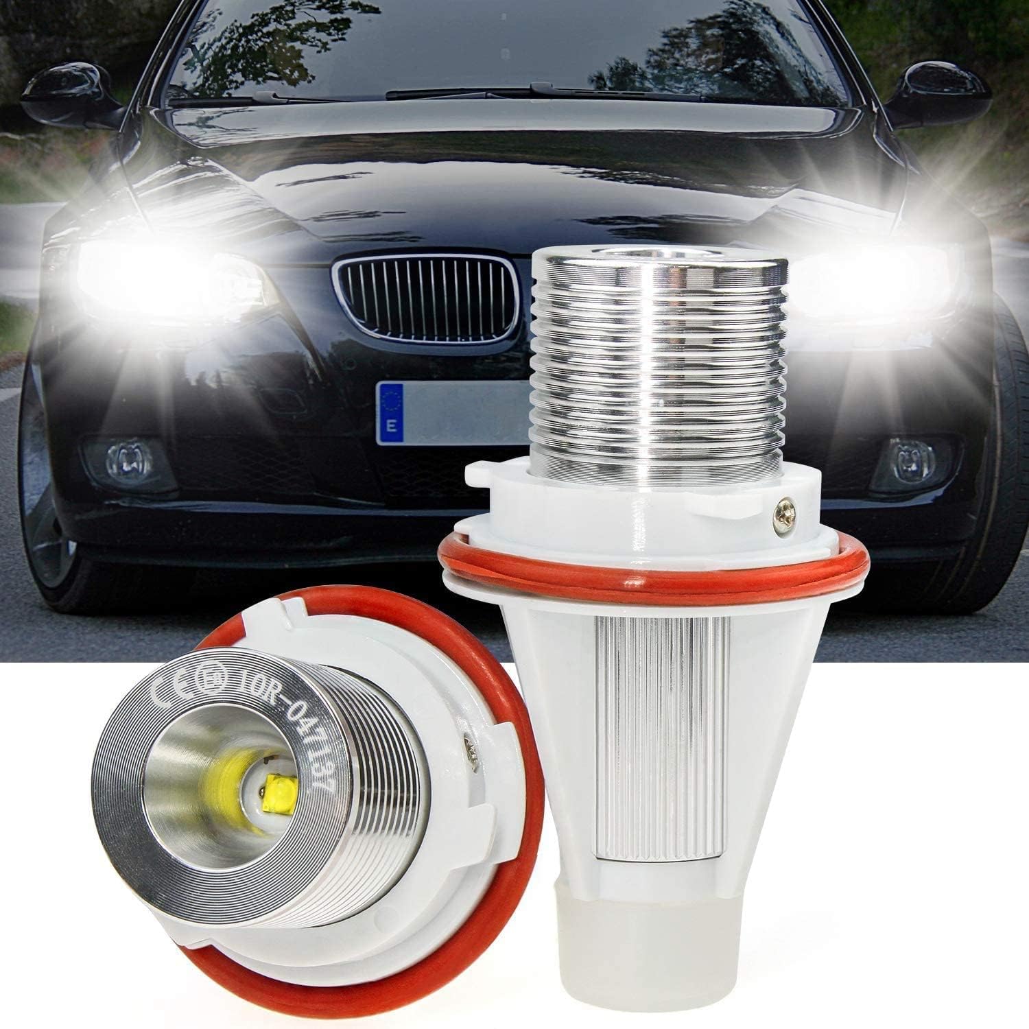 |Upgrade| LED Angel Eyes Halo Ring Marker Side Headlight Bulbs Suitable for E39 E53 E60 E61 E63 E65 E83 E87 X3 X5 6500K 10W