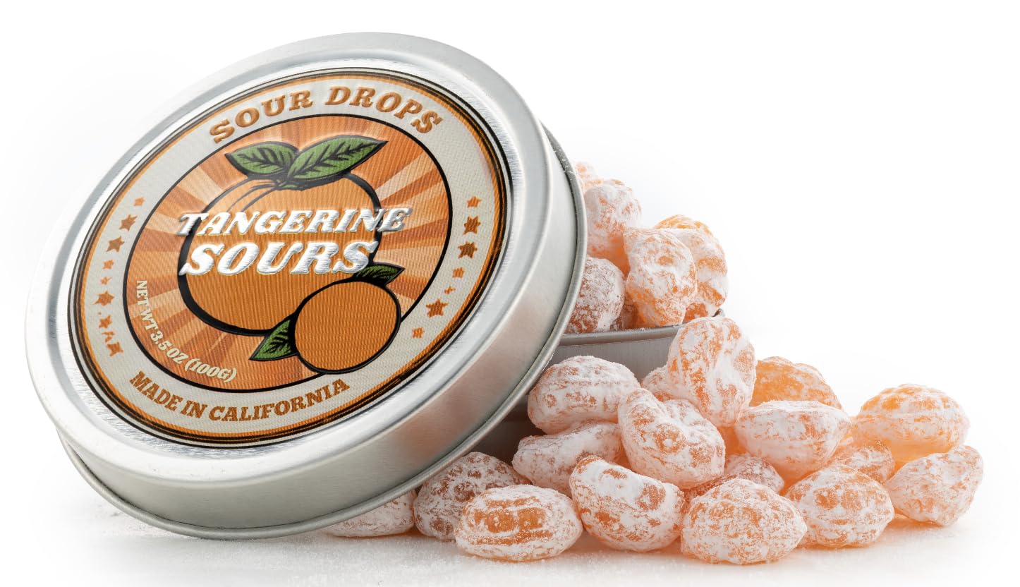 Sour Tangerine Hard Candy Drops, 3 Pack of 3.5 oz | No Artificial Dyes or Flavors